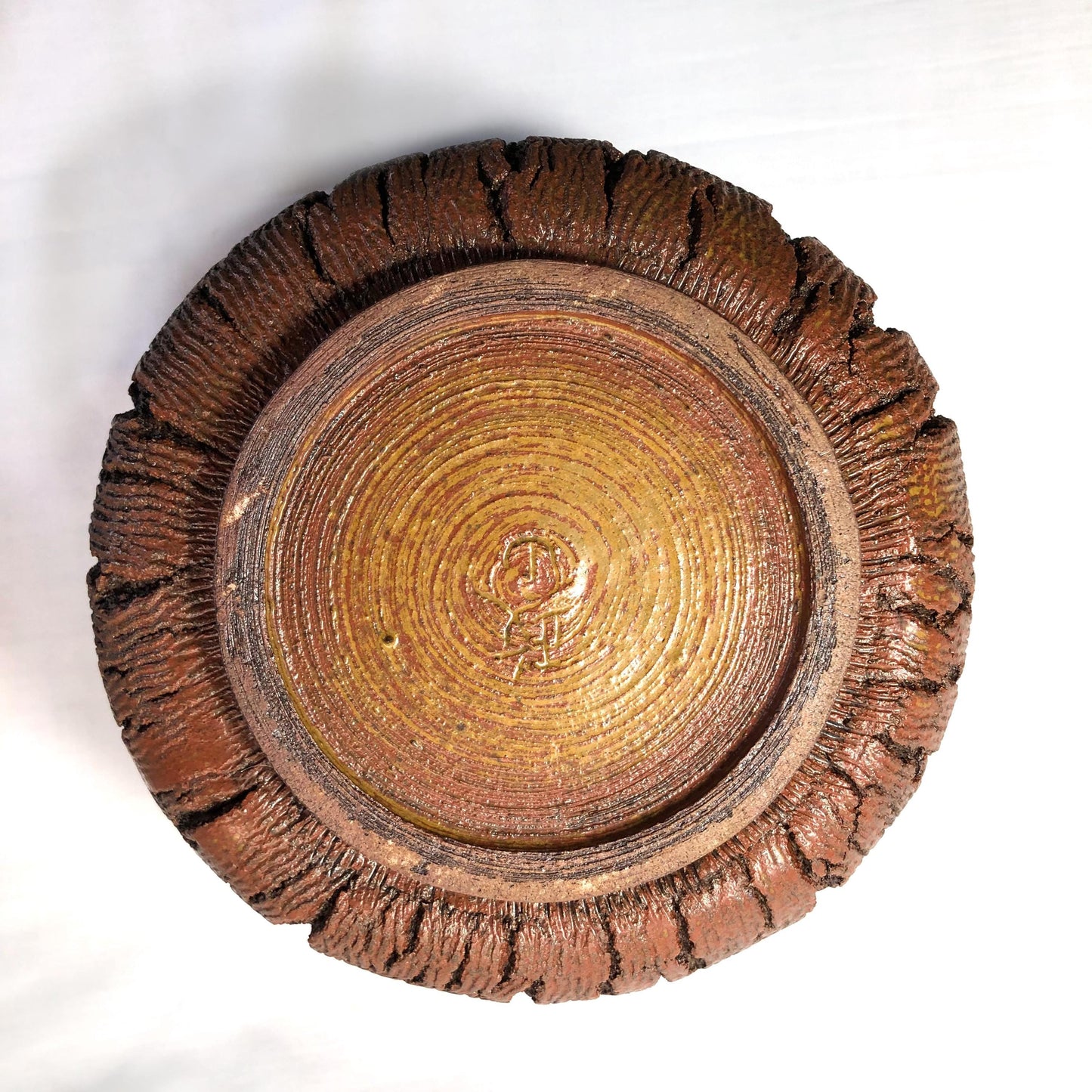 Mizusashi - water jar for tea ceremony - textured "wooden log"