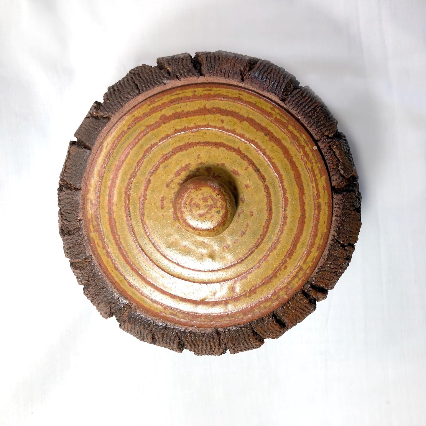 Mizusashi - water jar for tea ceremony - textured "wooden log"