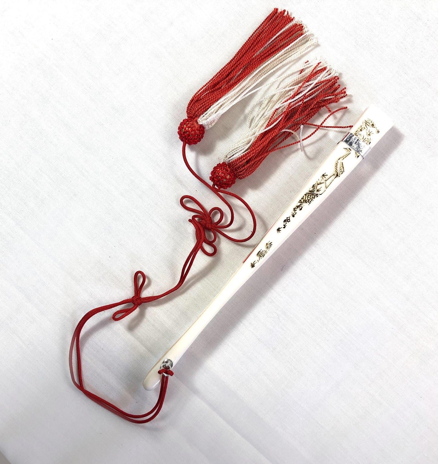 Set of kimono accessories for children - pink and red origami cranes pattern