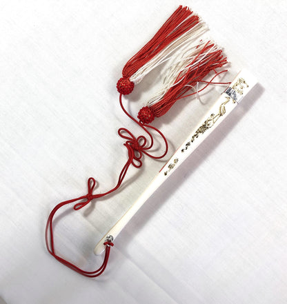 Set of kimono accessories for children - pink and red origami cranes pattern