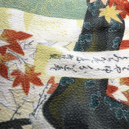 Japanese silk furoshiki - momiji leaves - big size