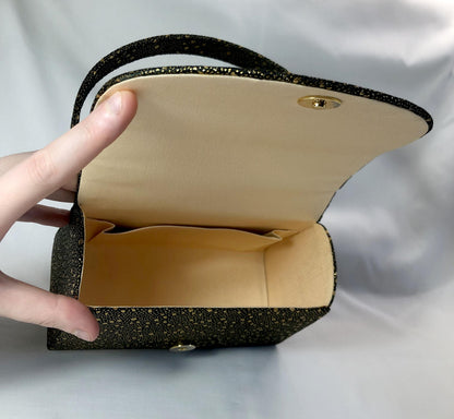Modern kimono handbag - black and golden confetti