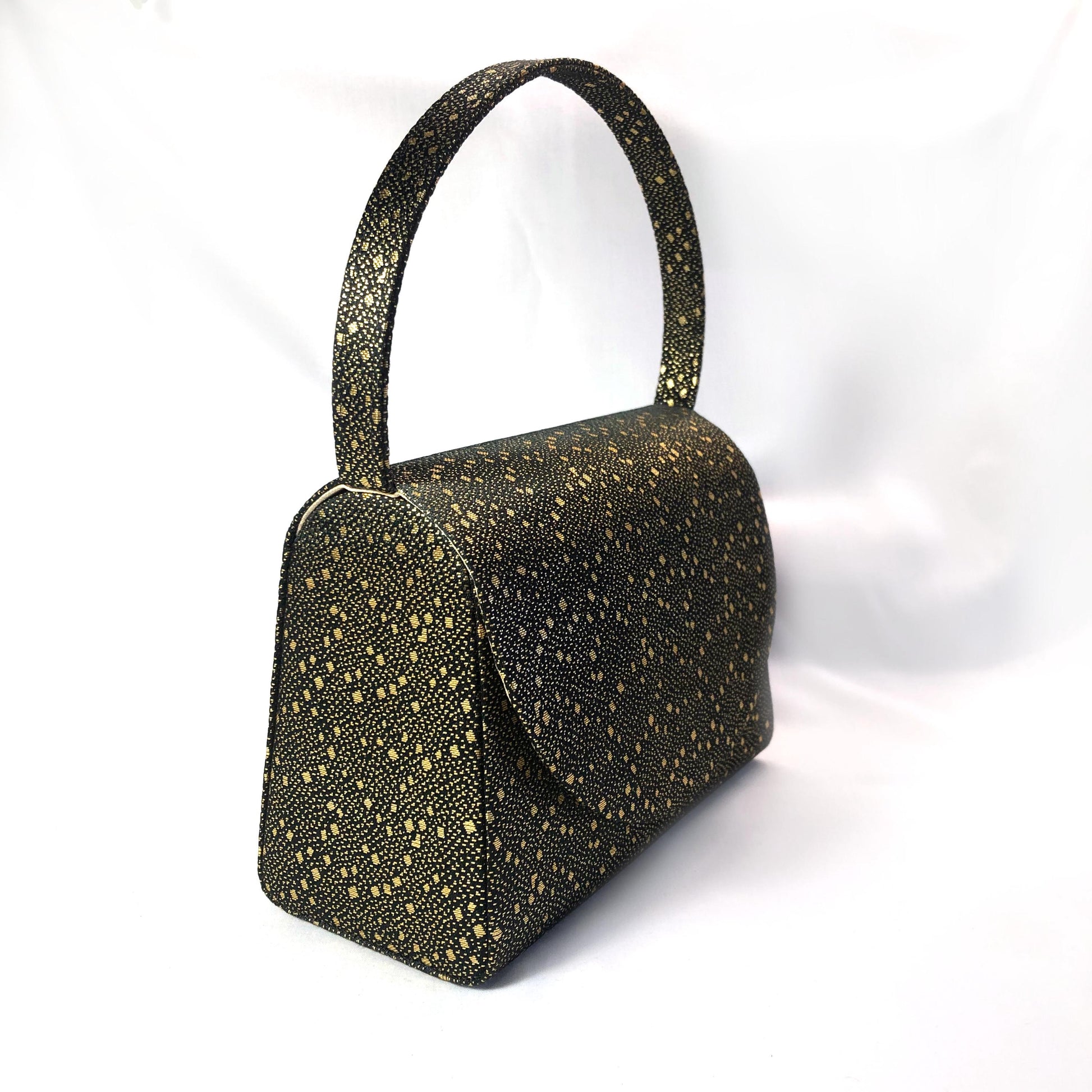 Modern kimono handbag - black and golden confetti