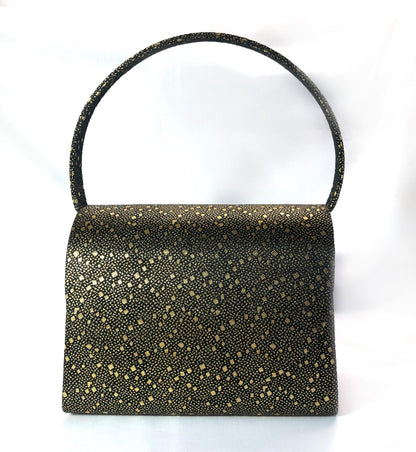 Modern kimono handbag - black and golden confetti