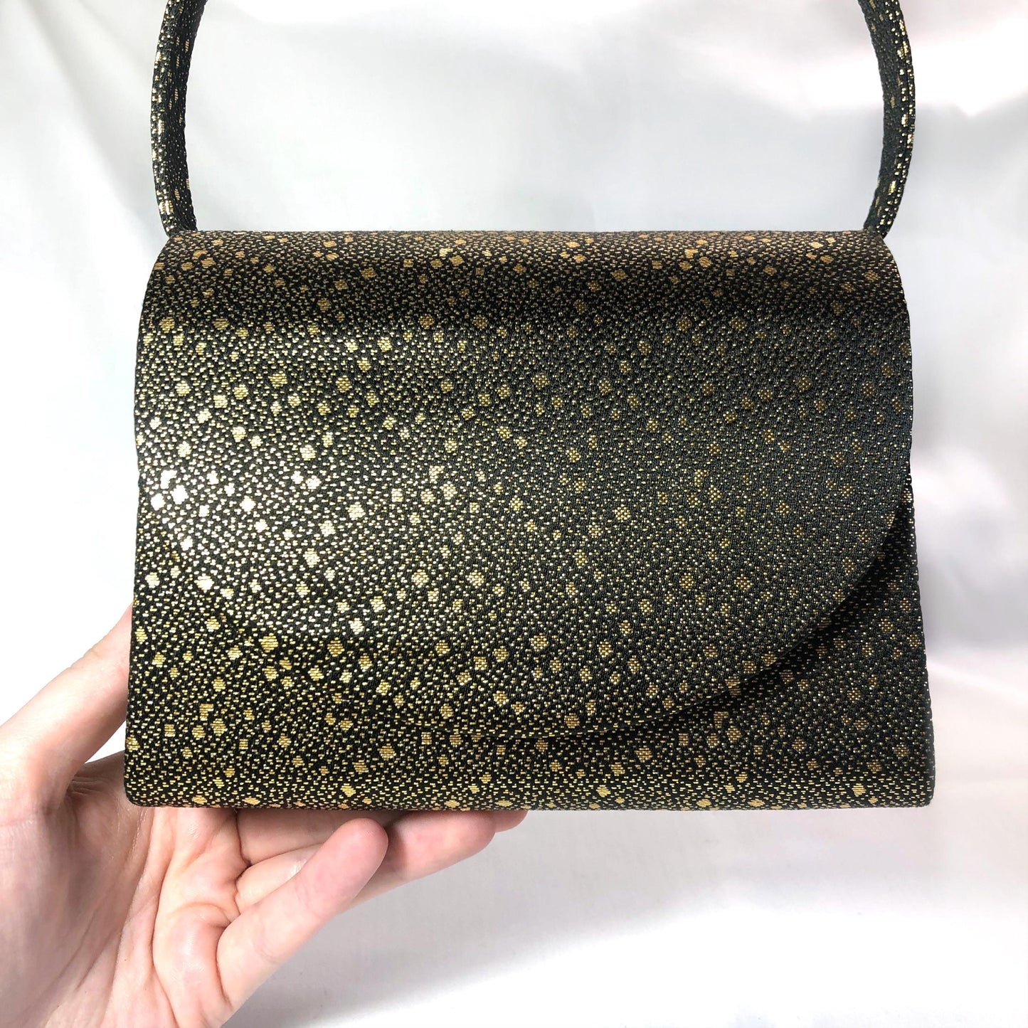 Modern kimono handbag - black and golden confetti
