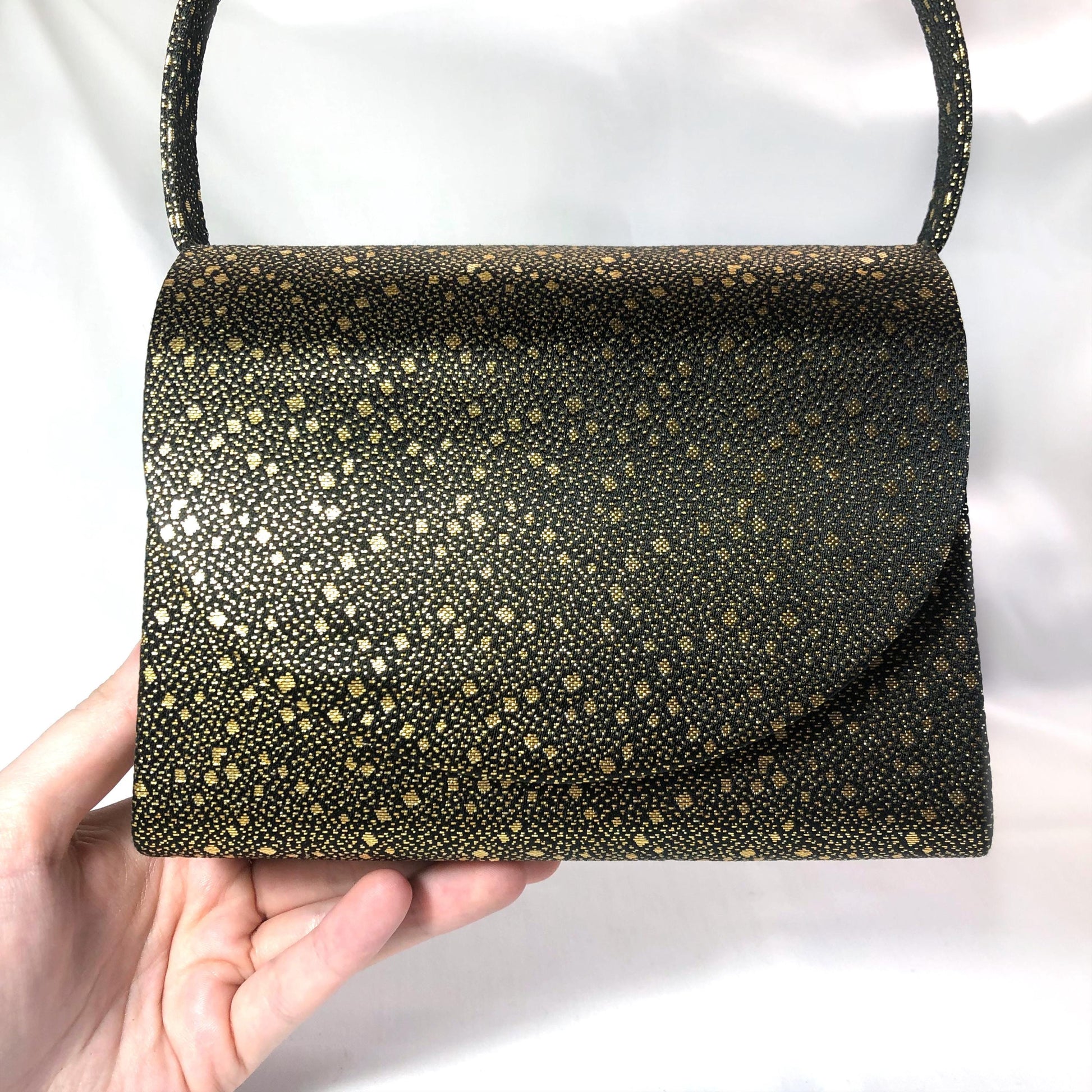 Modern kimono handbag - black and golden confetti
