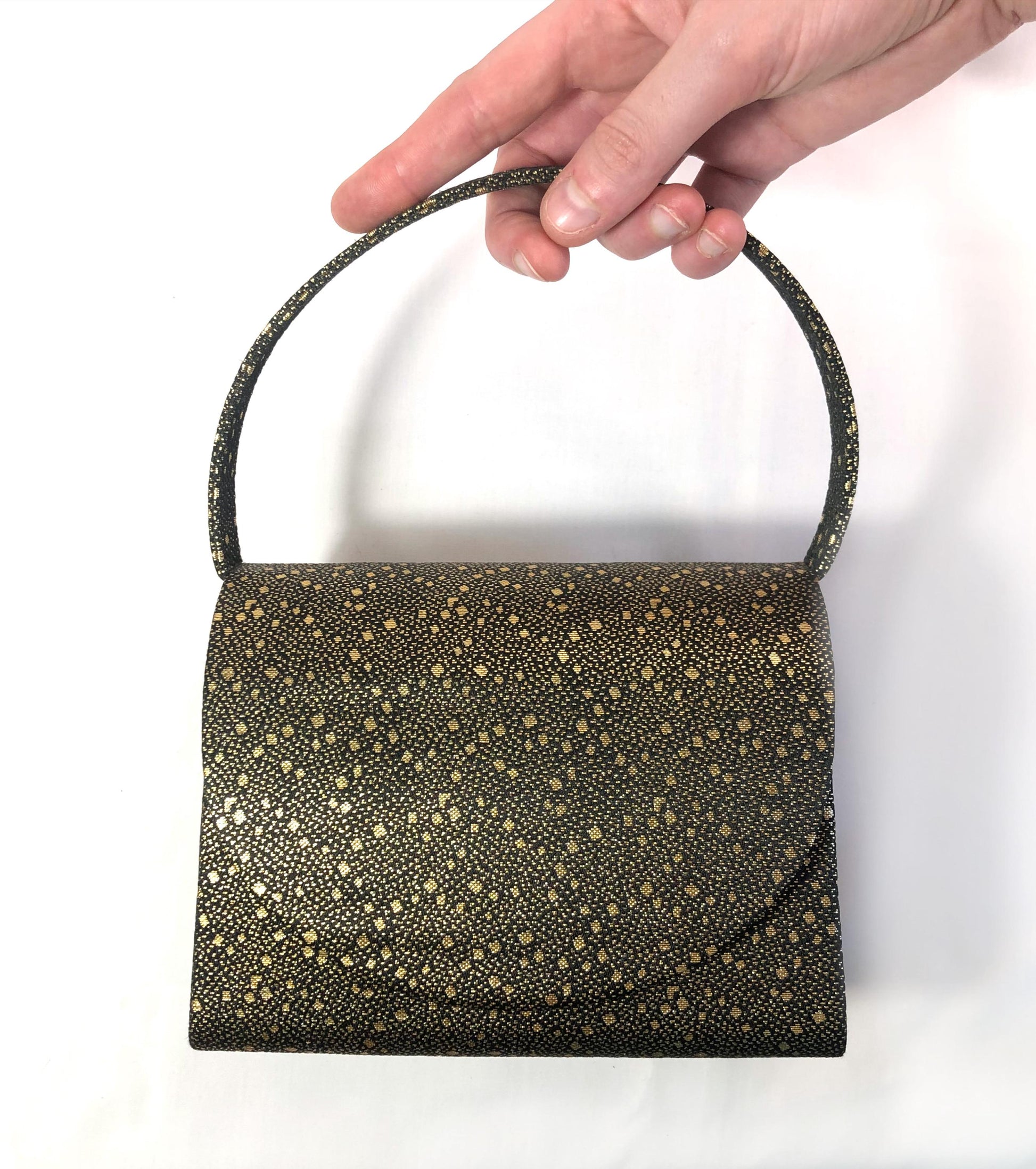 Modern kimono handbag - black and golden confetti