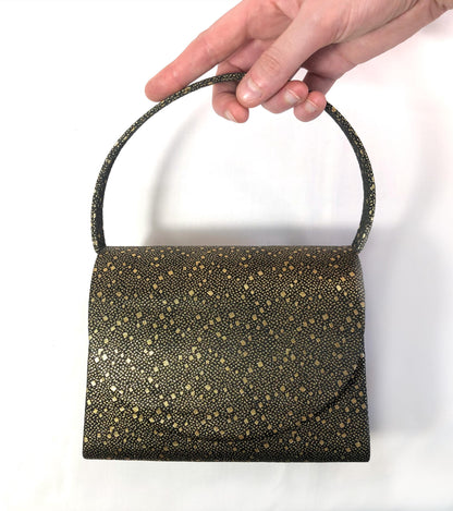Modern kimono handbag - black and golden confetti