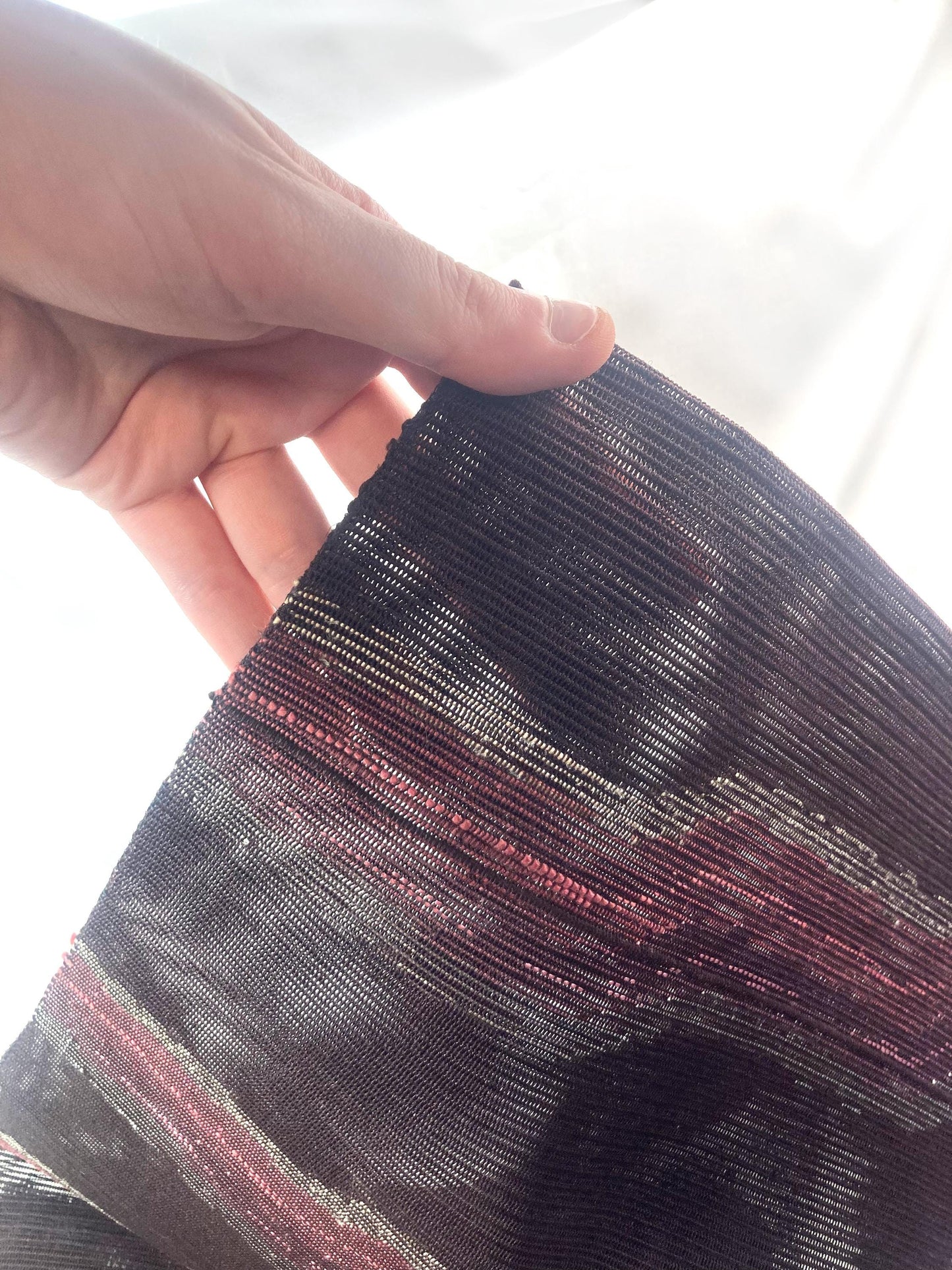 Japanese summer obi - dusty dark purple with abstract pink pattern