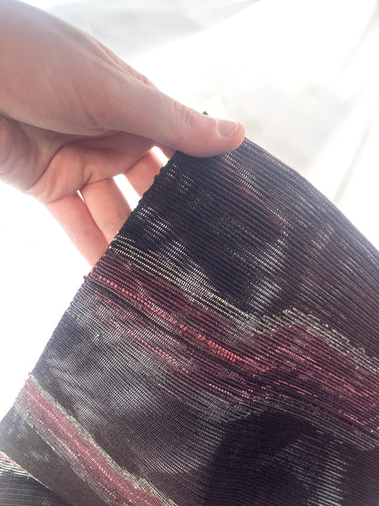 Japanese summer obi - dusty dark purple with abstract pink pattern