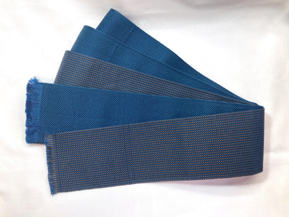 Vintage narrow kaku obi - navy blue and brown chequered