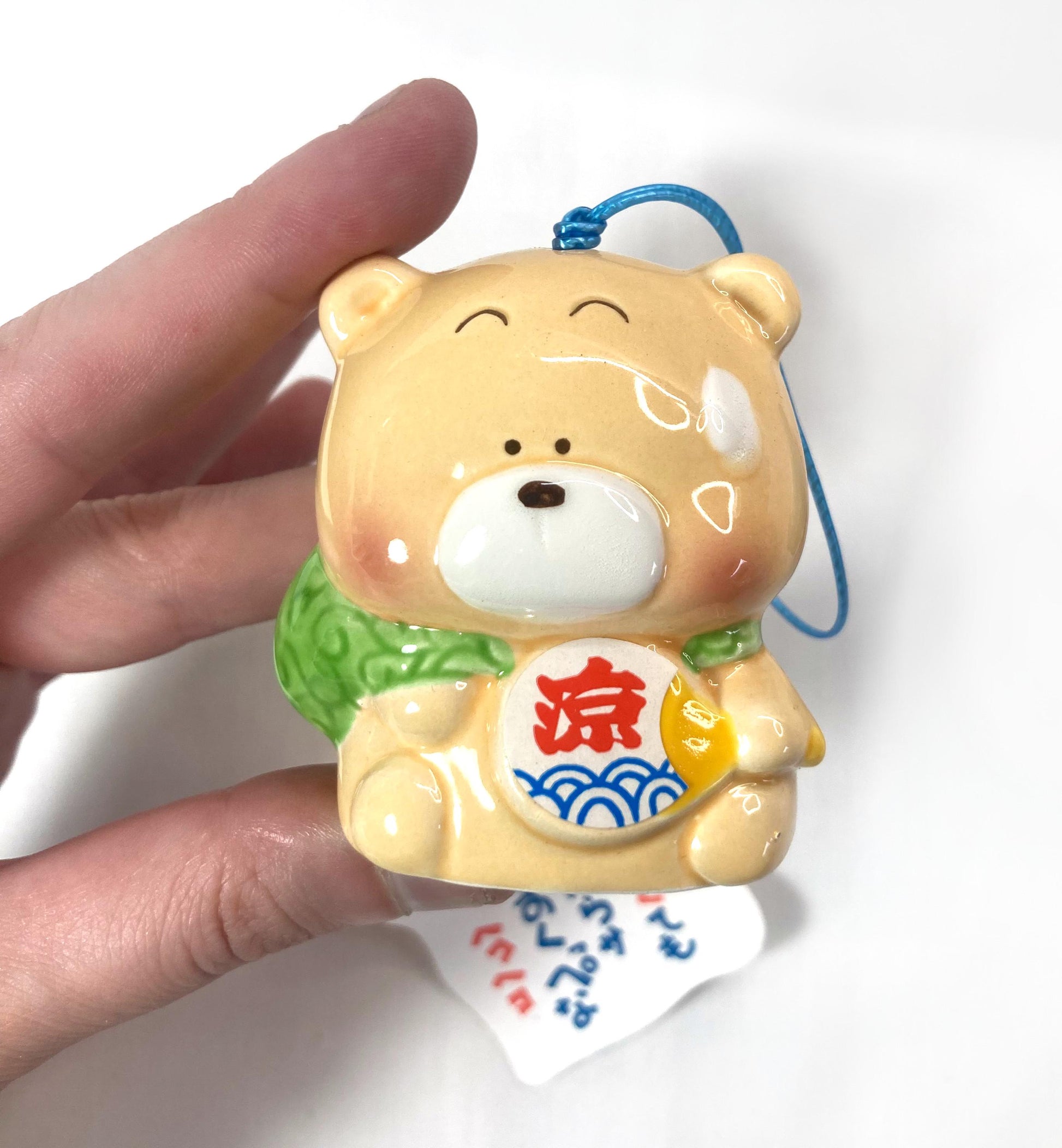 Japanese Ceramic Bear Wind Chime: 80s Comic Style Fuurin