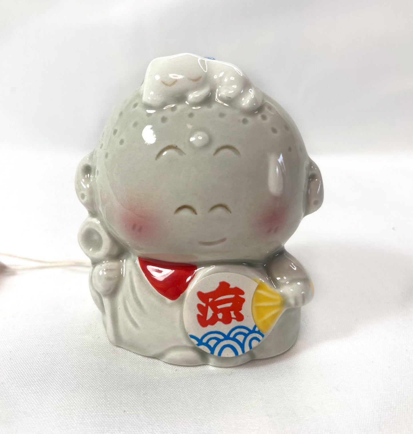 Jizo Wind Chime: Japanese Ceramic Fuurin with Cat