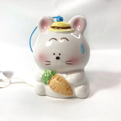 Bunny Wind Chime: Japanese Ceramic Fuurin with Pumpkin