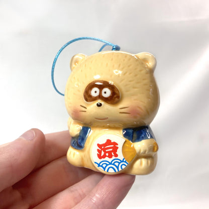 Tanuki Wind Chime: Japanese Ceramic Fuurin with Festival Paper