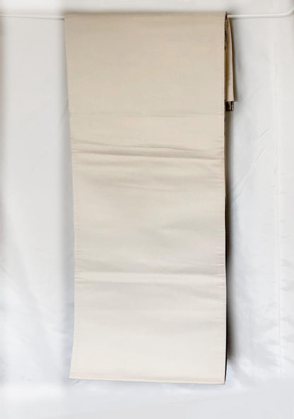 Fukuro obi - dusty pastel and silver family crests pattern