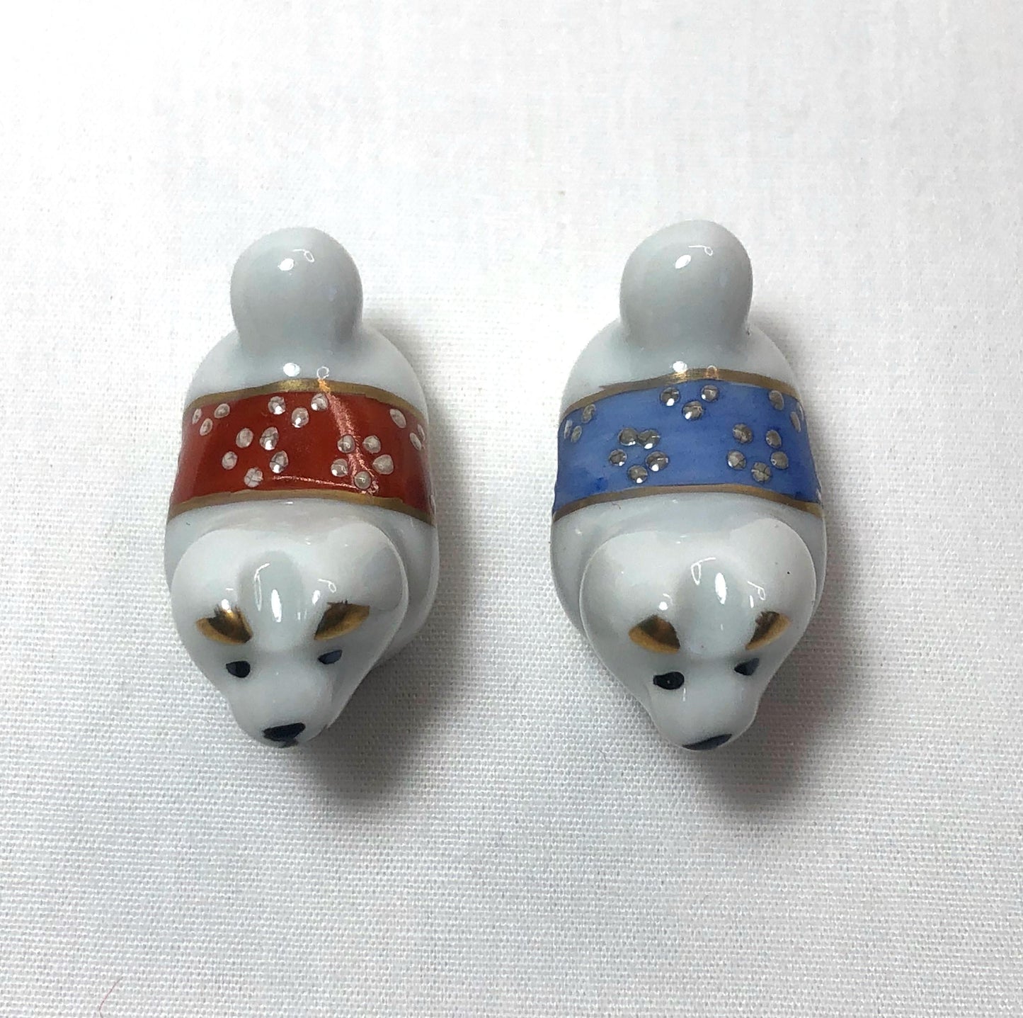 Ceramic Dog Chopstick Rest Set: Japanese Hashioki with Wooden Box