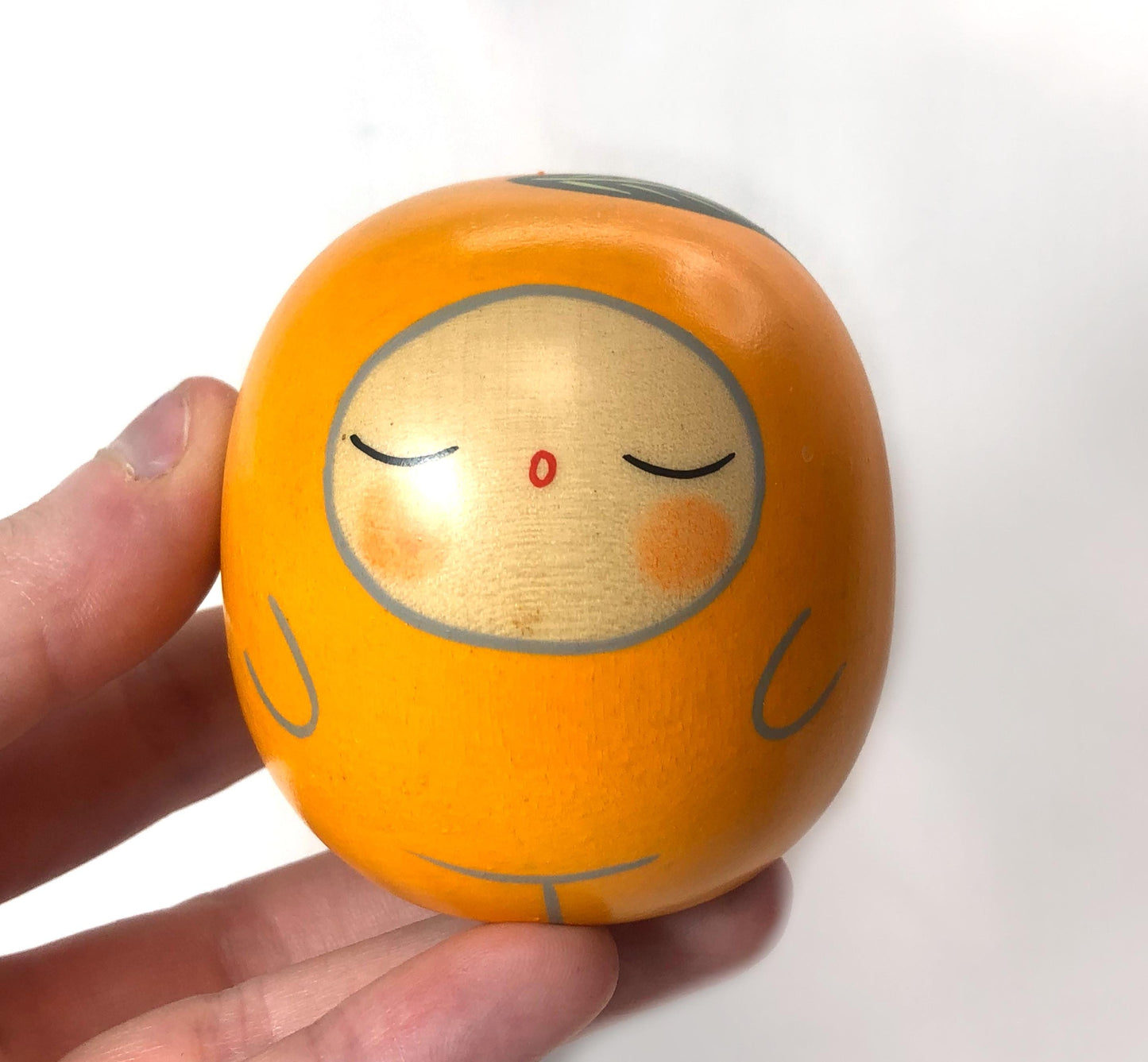 Traditional Japanese wooden doll set - tomato and orange