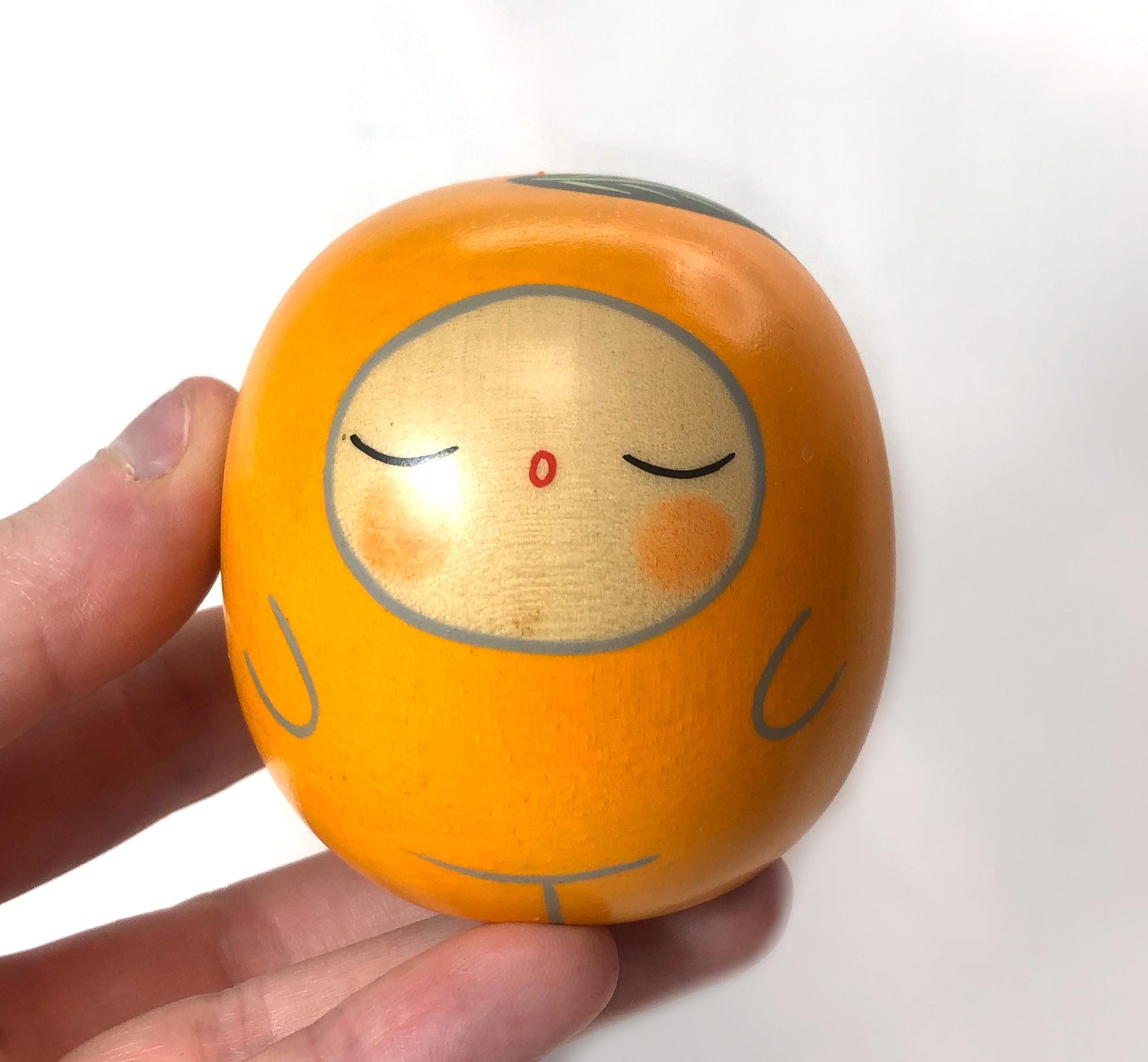 Traditional Japanese wooden doll set - tomato and orange