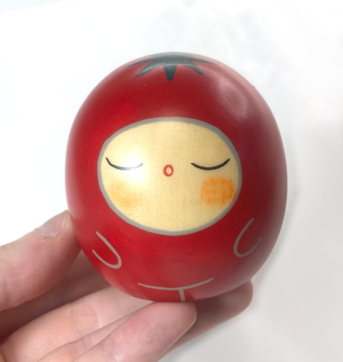 Traditional Japanese wooden doll set - tomato and orange