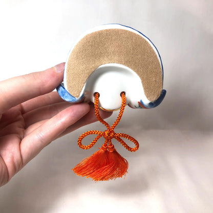 Japanese helmet kabuto - miniature ceramic figurine