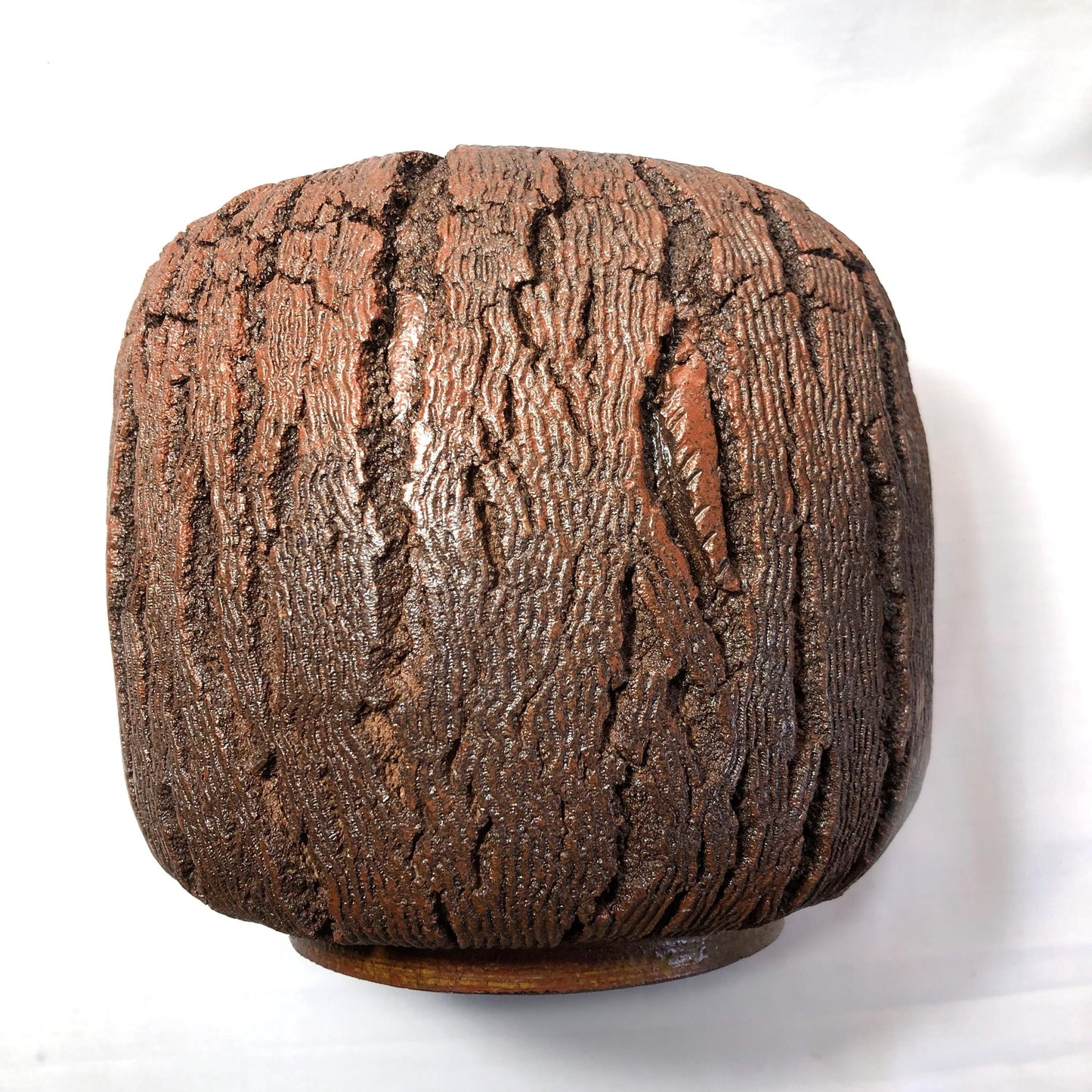 Mizusashi - water jar for tea ceremony - textured "wooden log"