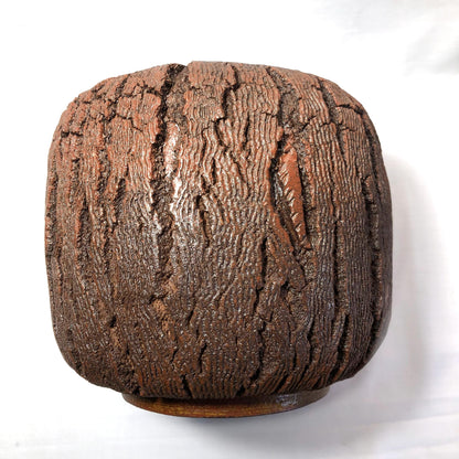 Mizusashi - water jar for tea ceremony - textured "wooden log"