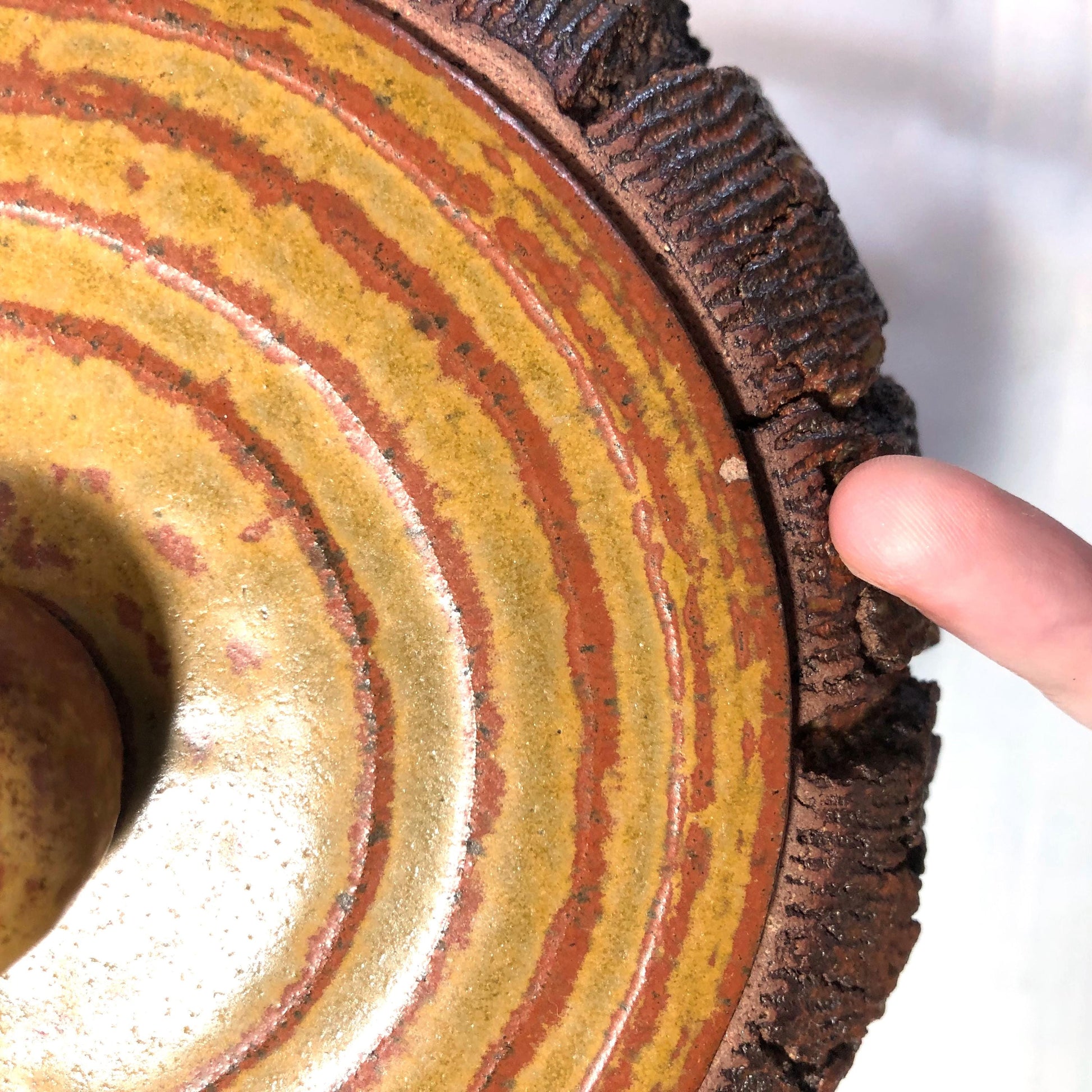 Mizusashi - water jar for tea ceremony - textured "wooden log"
