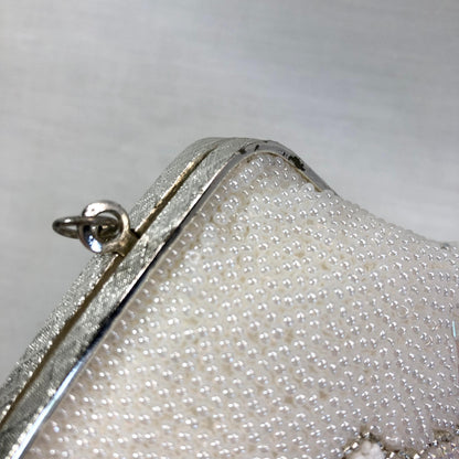 Vintage kimono handbag - two-way beaded white with pastel flowers