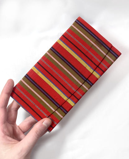 Vintage Japanese slim wallet set - striped red and teal (B grade)