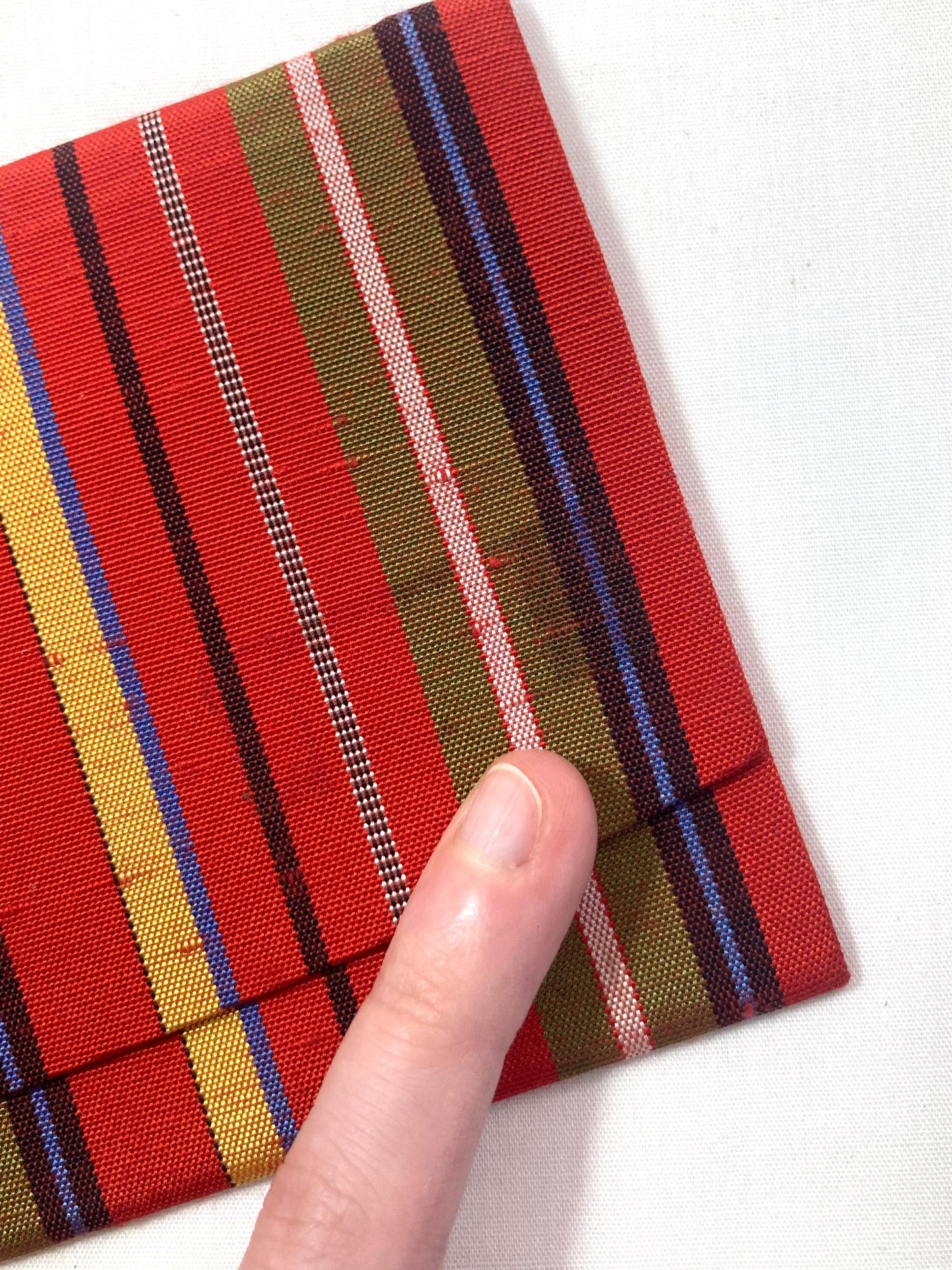 Vintage Japanese slim wallet set - striped red and teal (B grade)