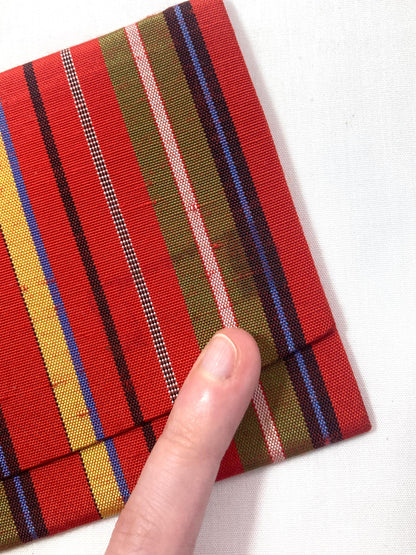 Vintage Japanese slim wallet set - striped red and teal (B grade)