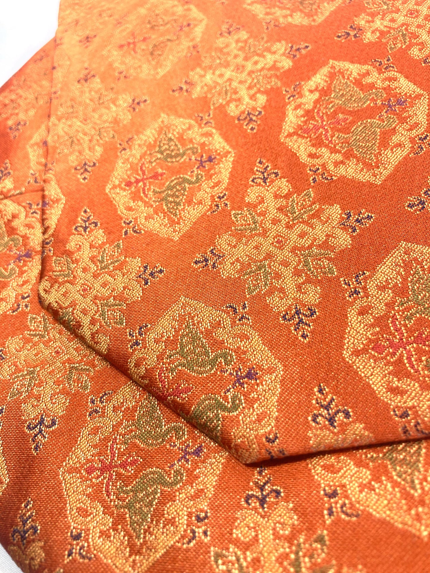 Vintage Japanese soft pouch - orange with a tile pattern