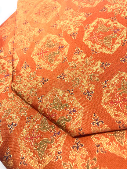 Vintage Japanese soft pouch - orange with a tile pattern