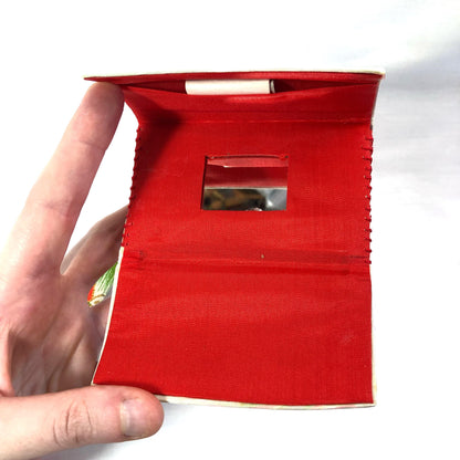 Set of kimono accessories and a bag for children - orange, green, and golden cranes pattern