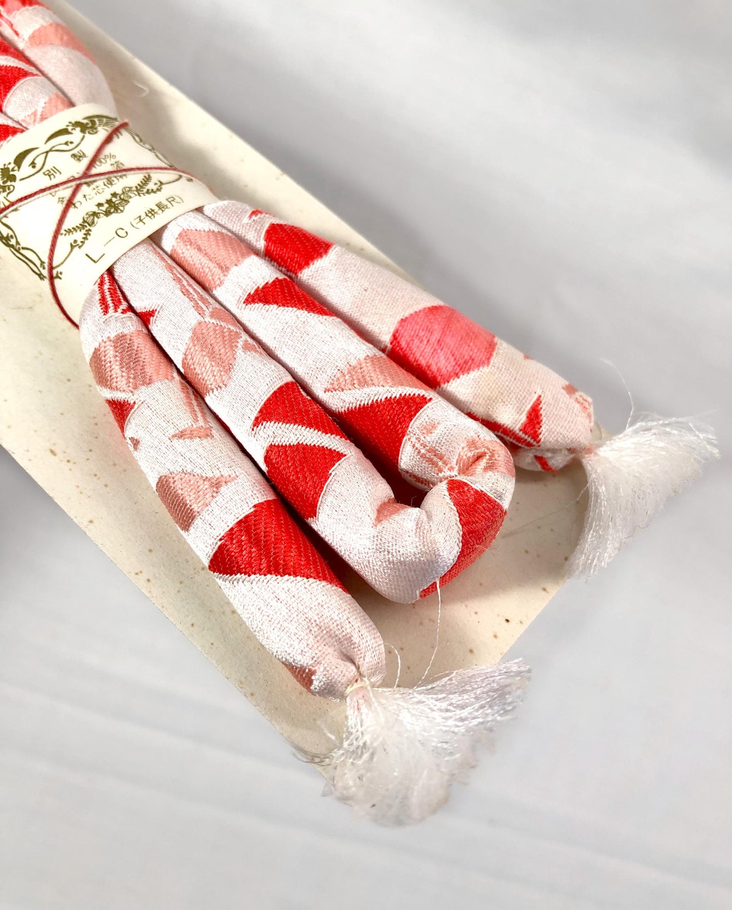 Set of kimono accessories for children - pink and red origami cranes pattern