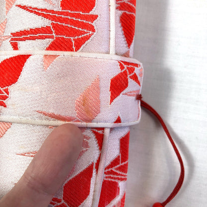 Set of kimono accessories for children - pink and red origami cranes pattern