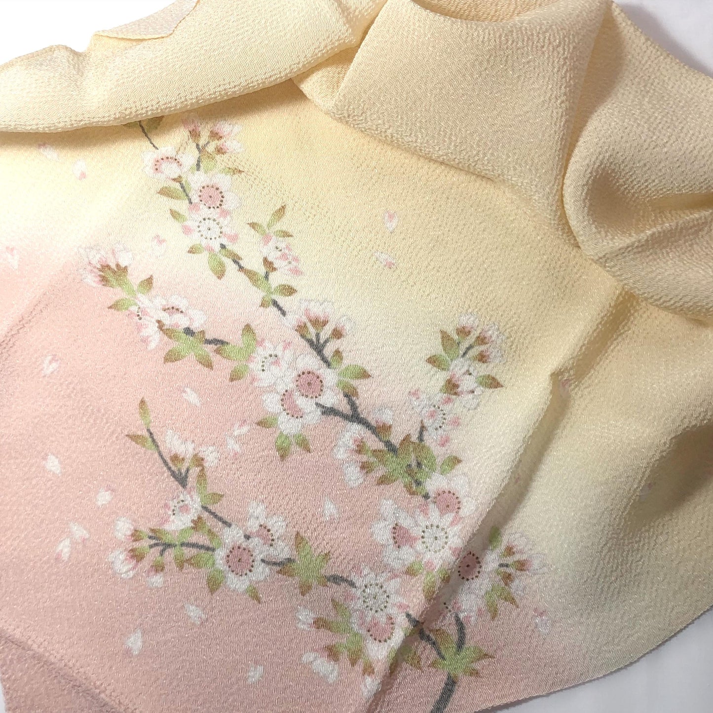 Japanese silk furoshiki - sakura flowers - small size