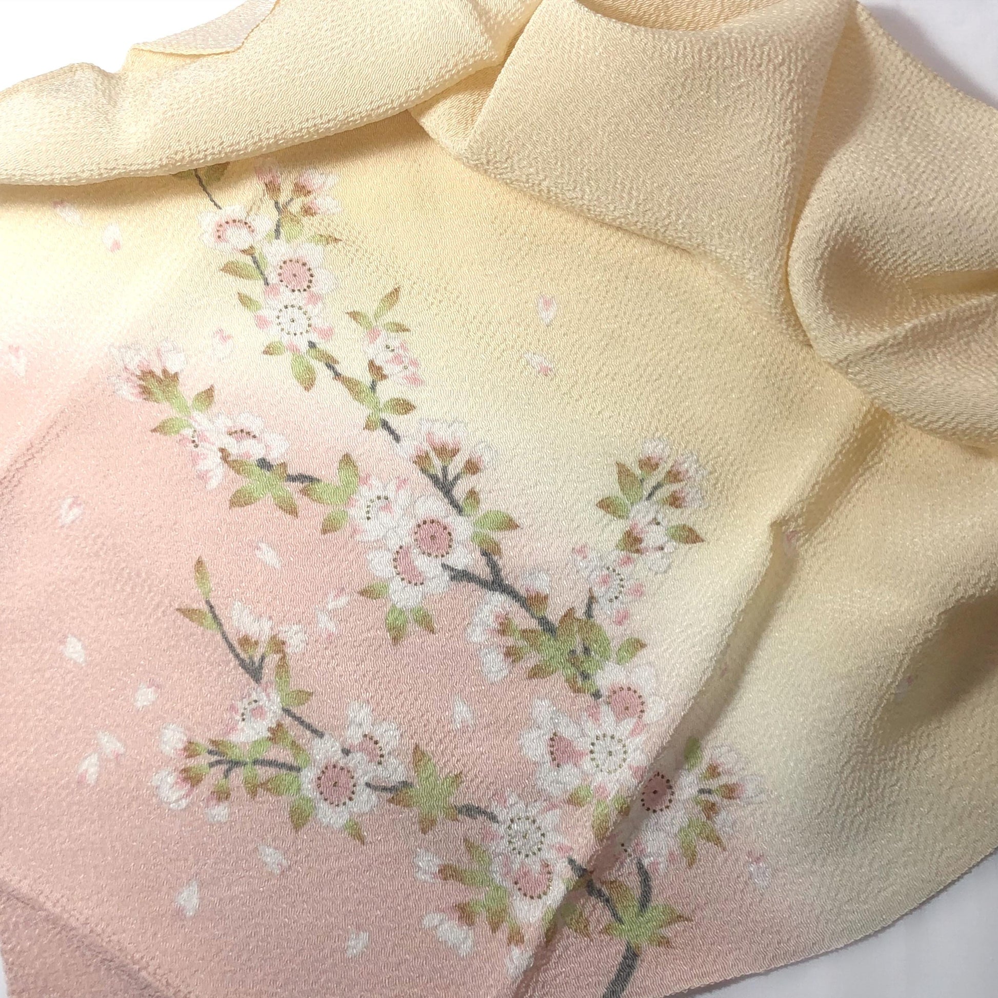 Japanese silk furoshiki - sakura flowers - small size