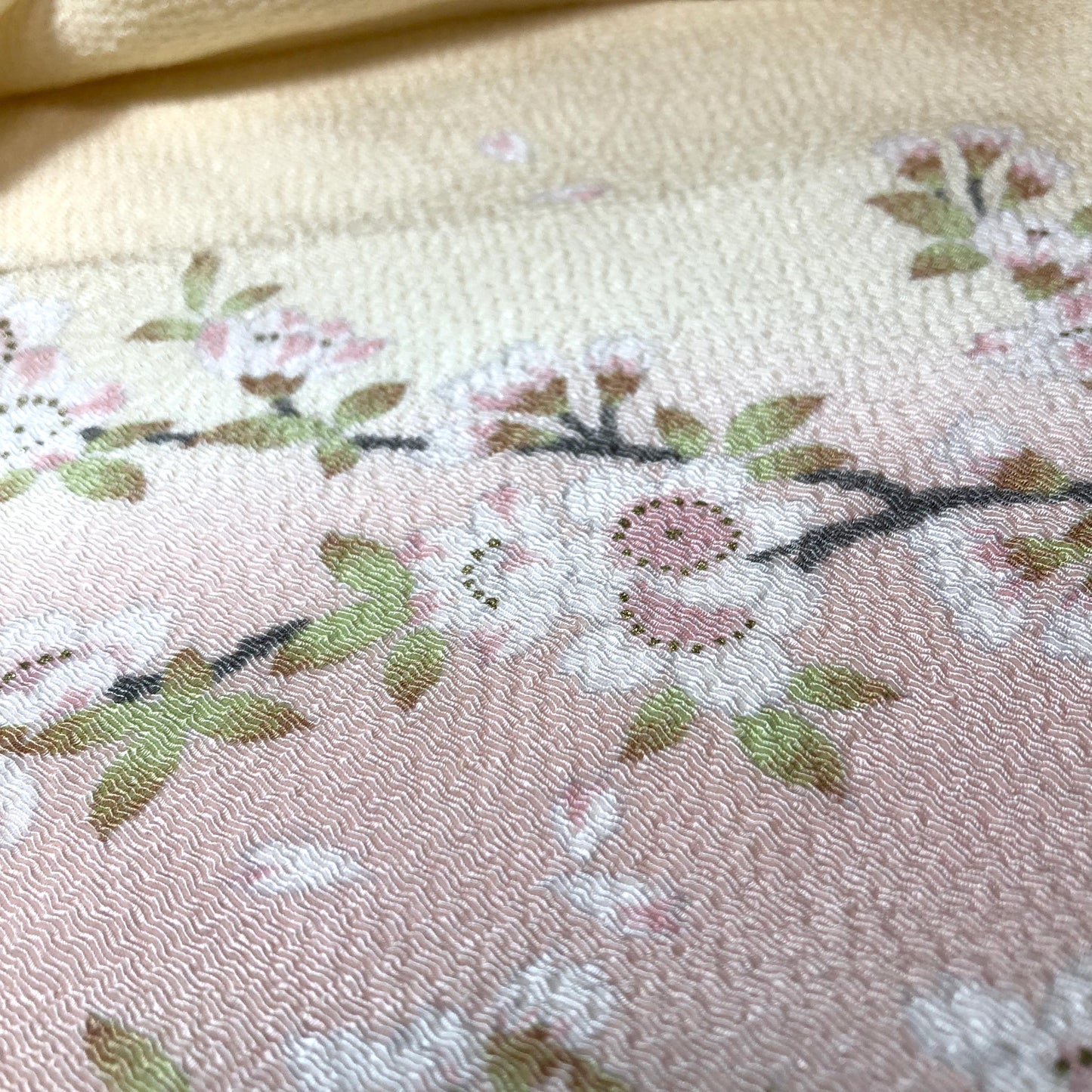 Japanese silk furoshiki - sakura flowers - small size