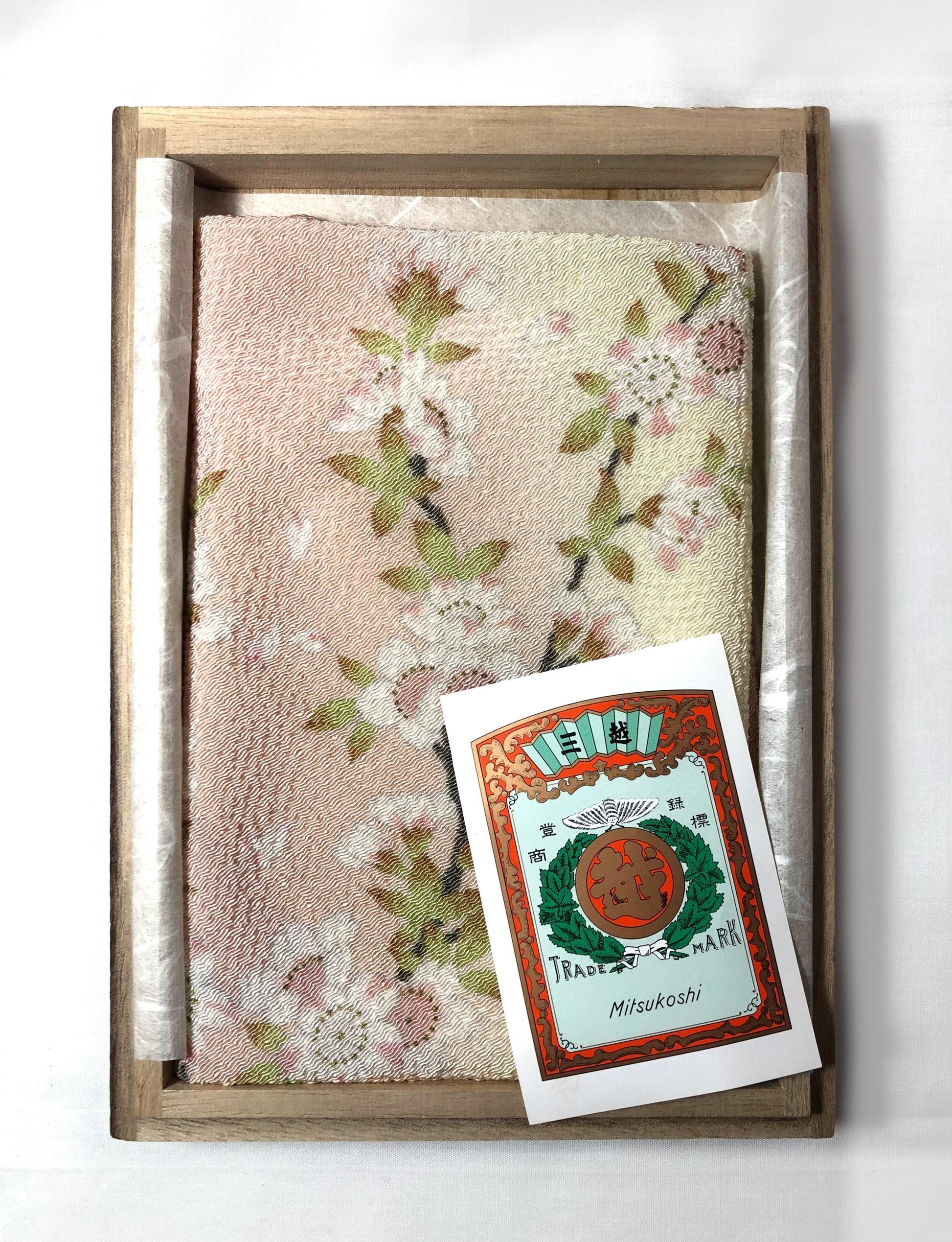 Japanese silk furoshiki - sakura flowers - small size