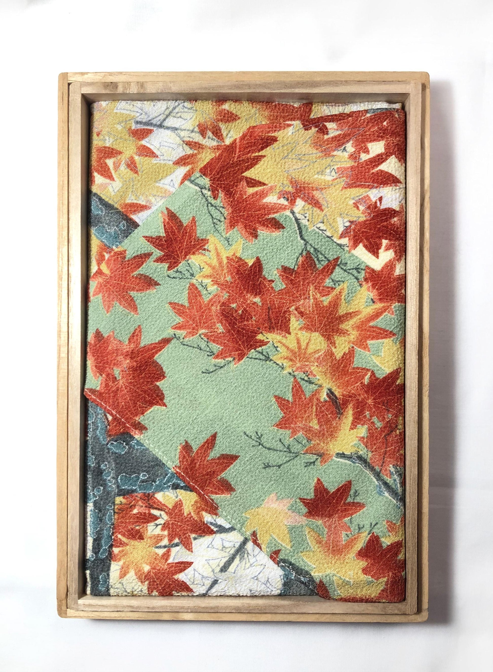 Japanese silk furoshiki - momiji leaves - big size
