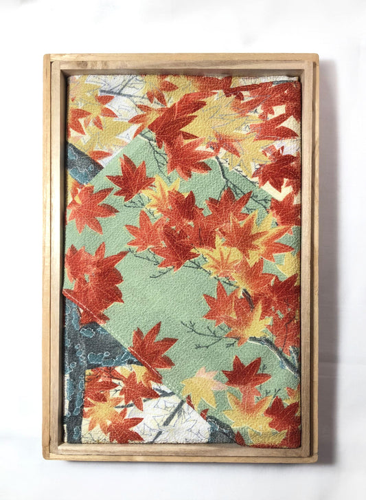 Japanese silk furoshiki - momiji leaves - big size