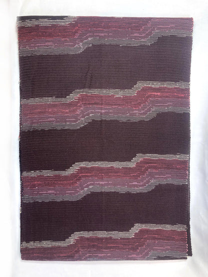 Japanese summer obi - dusty dark purple with abstract pink pattern