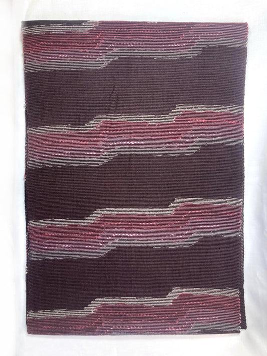 Japanese summer obi - dusty dark purple with abstract pink pattern