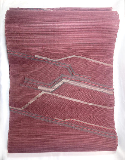 Japanese summer obi - dusty light purple with abstract silver and purple pattern