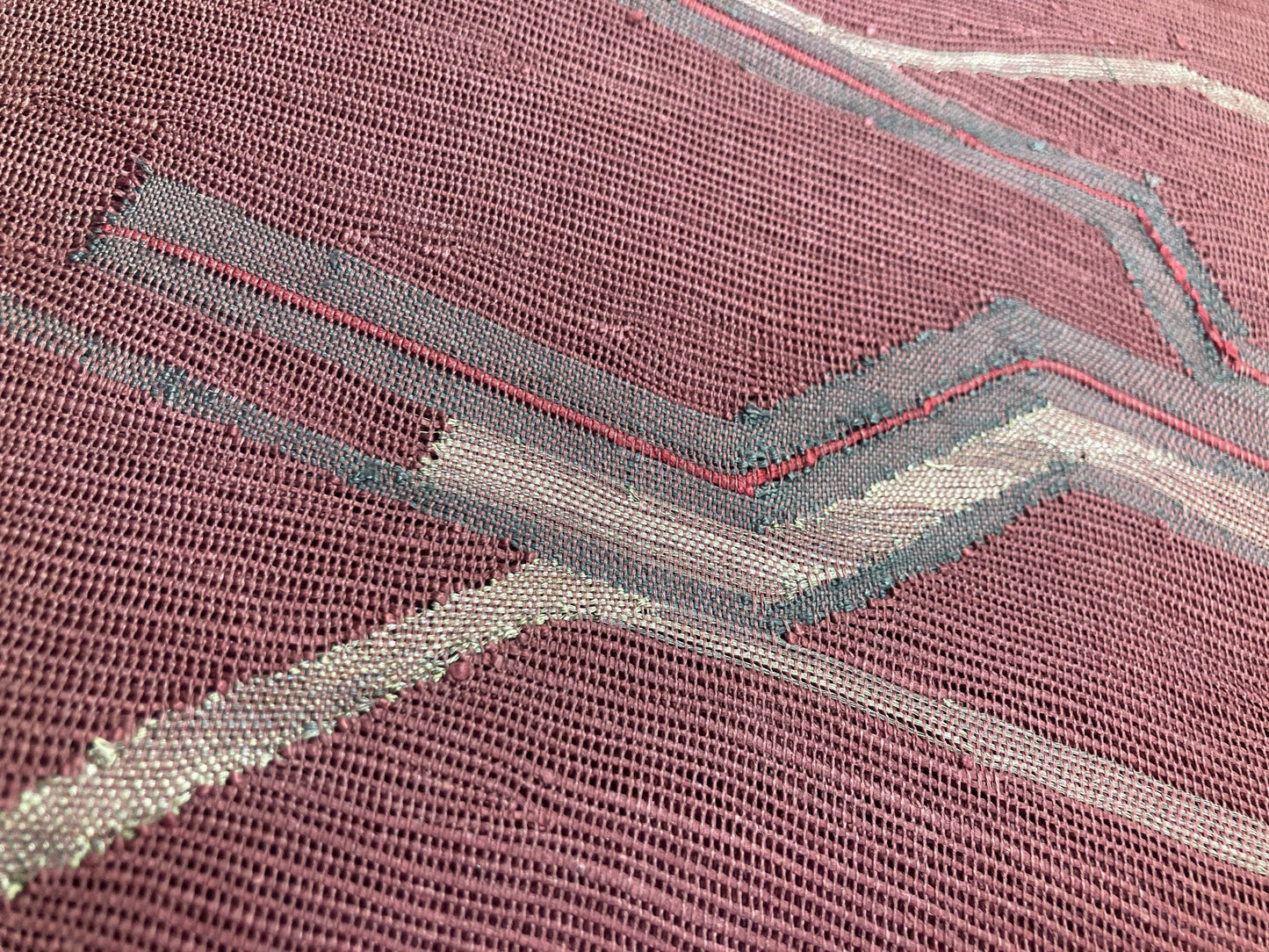 Japanese summer obi - dusty light purple with abstract silver and purple pattern