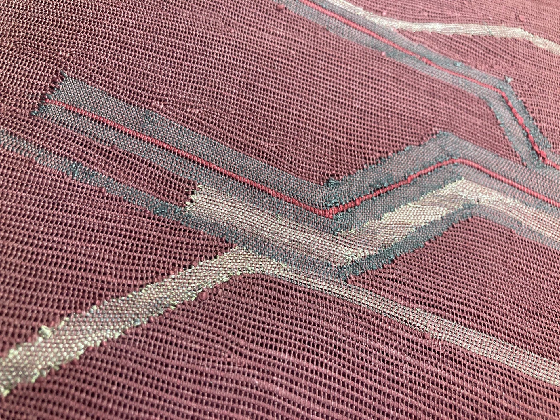 Japanese summer obi - dusty light purple with abstract silver and purple pattern