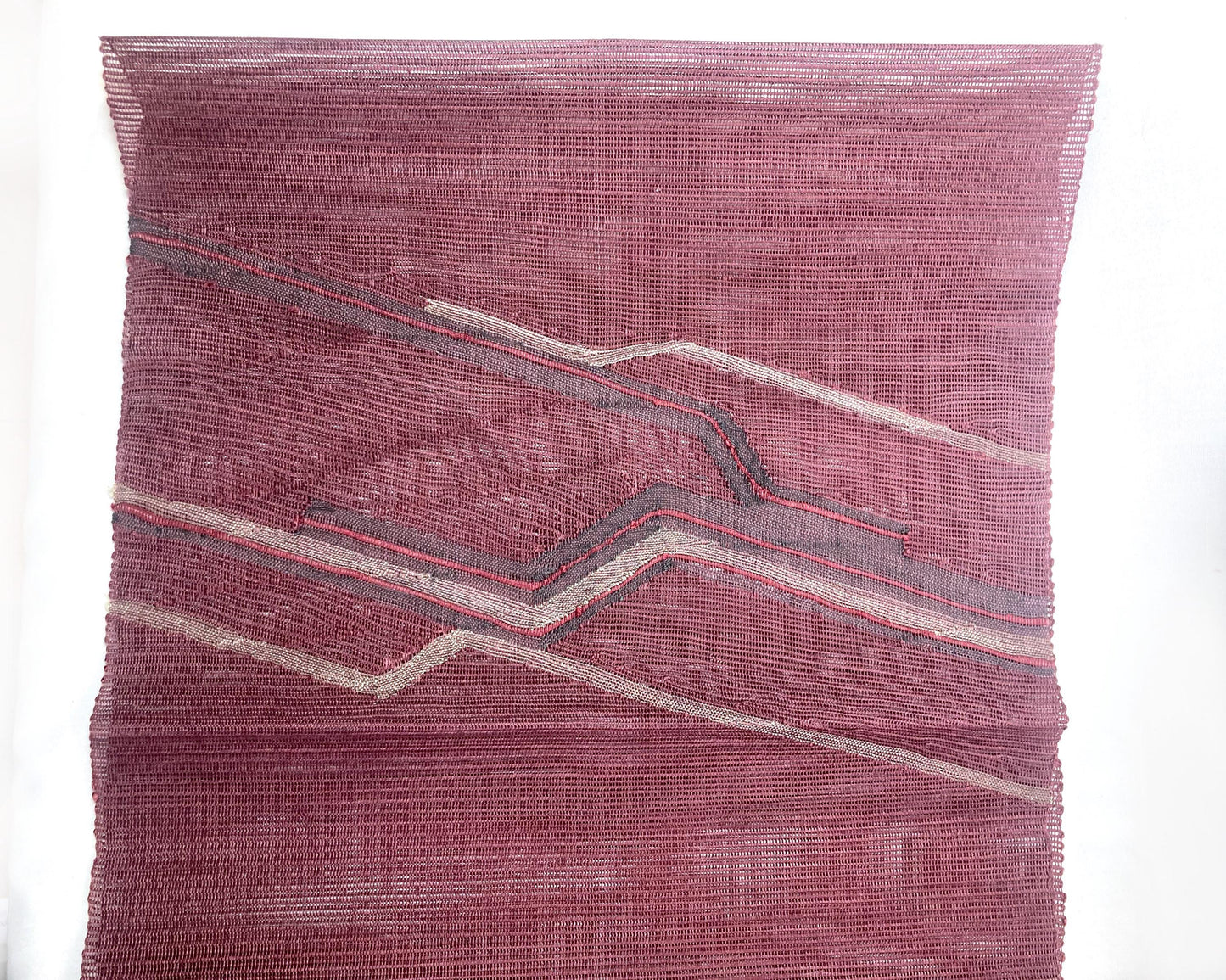 Japanese summer obi - dusty light purple with abstract silver and purple pattern