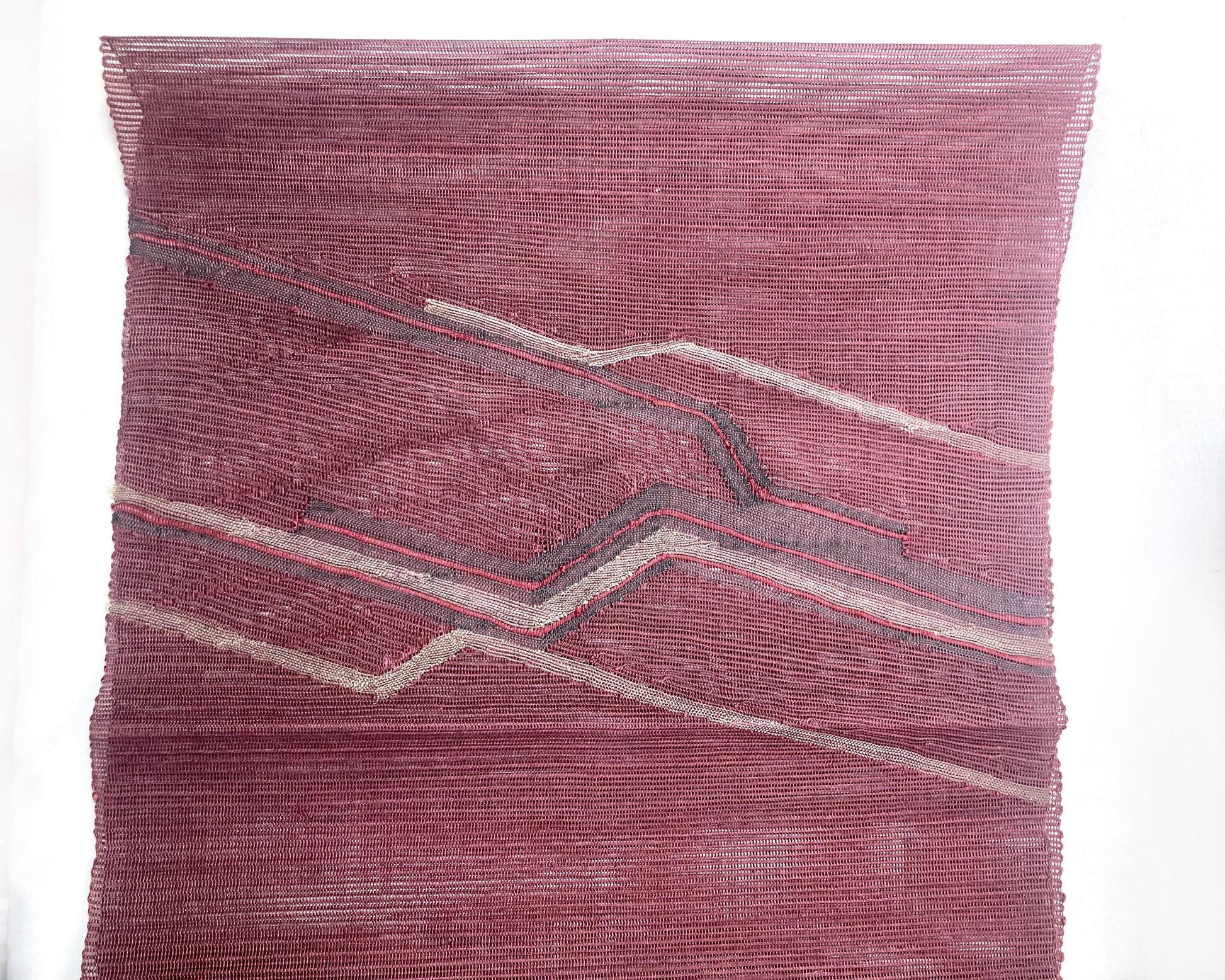 Japanese summer obi - dusty light purple with abstract silver and purple pattern